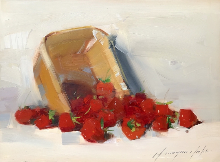 Strawberries, Original oil Painting, Handmade artwork, One of a Kind       